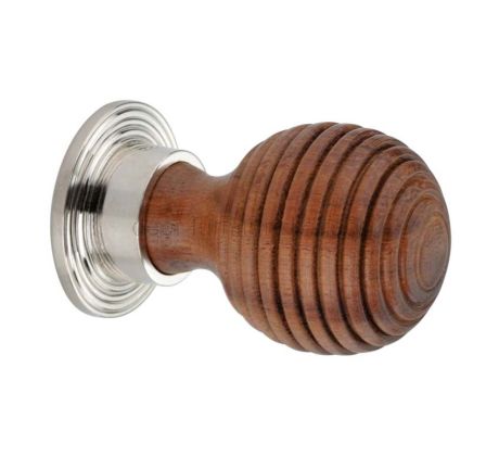 Rosewood Preston Wooden Cabinet Knob Polished Nickel 38mm