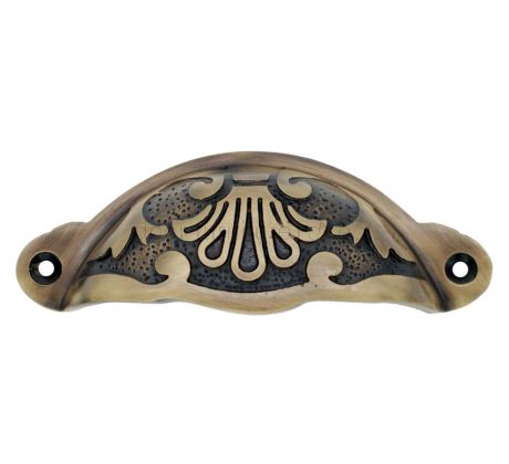 Antique Brass Floral Drawer Pull 100mm