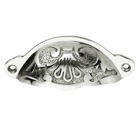 Polished Nickel Floral Drawer Pull 100mm