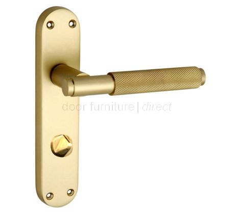 Connaught Satin Brass Knurled Bathroom Door Handles