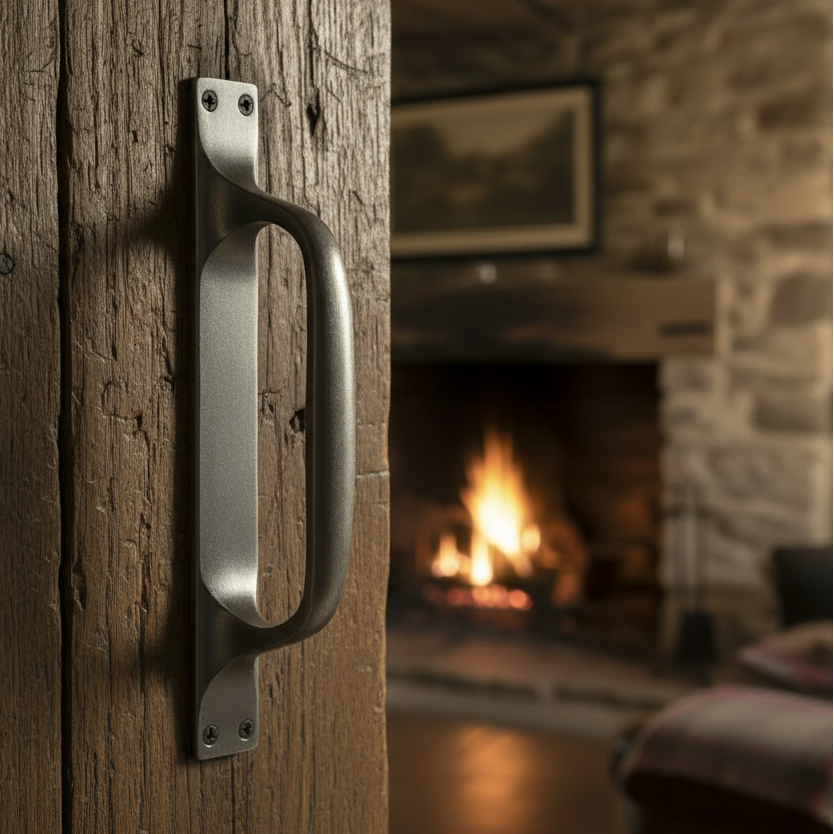 Rustic Pewter Pull Handle on Plate 228x28mm