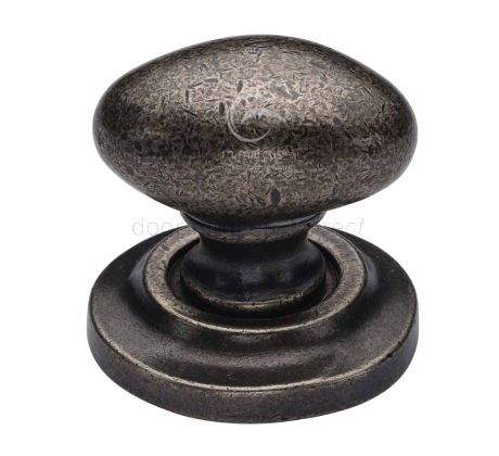 Rustic Pewter Oval Cabinet Knob on Rose