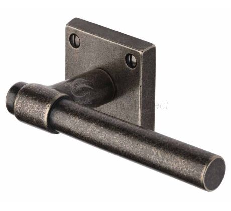 Rustic Pewter Fountain Lever on Square Rose Door Handles