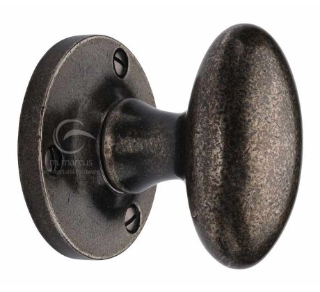 Rustic Pewter Knowle Oval Mortice Door Knobs 64mm