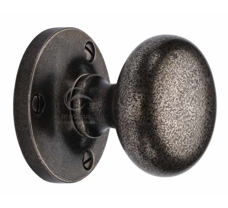 Rustic Pewter Alveley Round Mortice Door Knobs 55mm