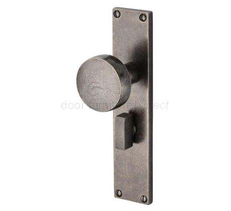 Rustic Pewter Olympic Door Knobs on Plate