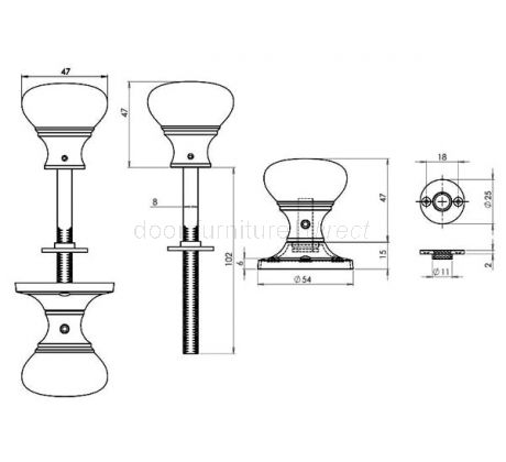 Polished Chrome Rim Knob Furniture with One Rose