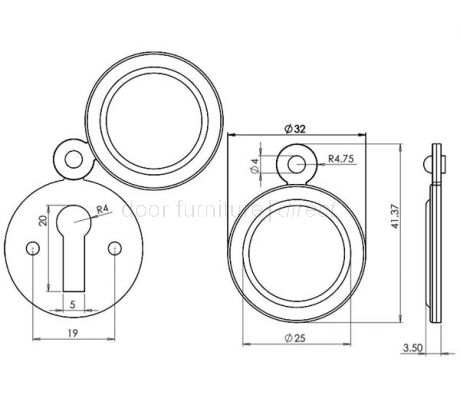 Satin Chrome Covered Escutcheon 32mm
