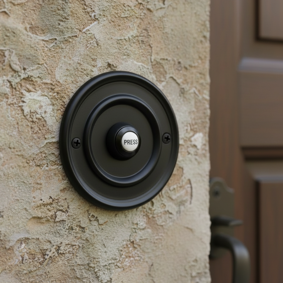 Matt Black Circular Bell Push with China Press 100mm