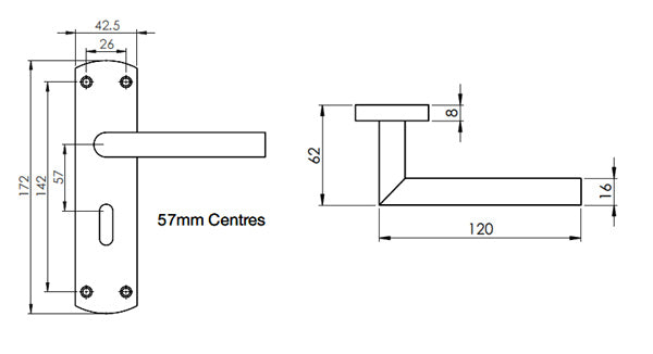 Steelworx Satin Stainless Mitred Lock Handles