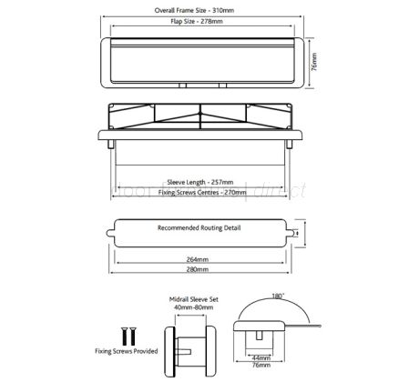 Fab and Fix Nu Mail Telescopic Letterplate 310x76mm White