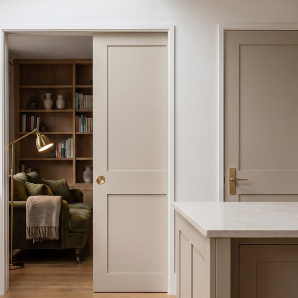 Pocket door with a flush pull handle