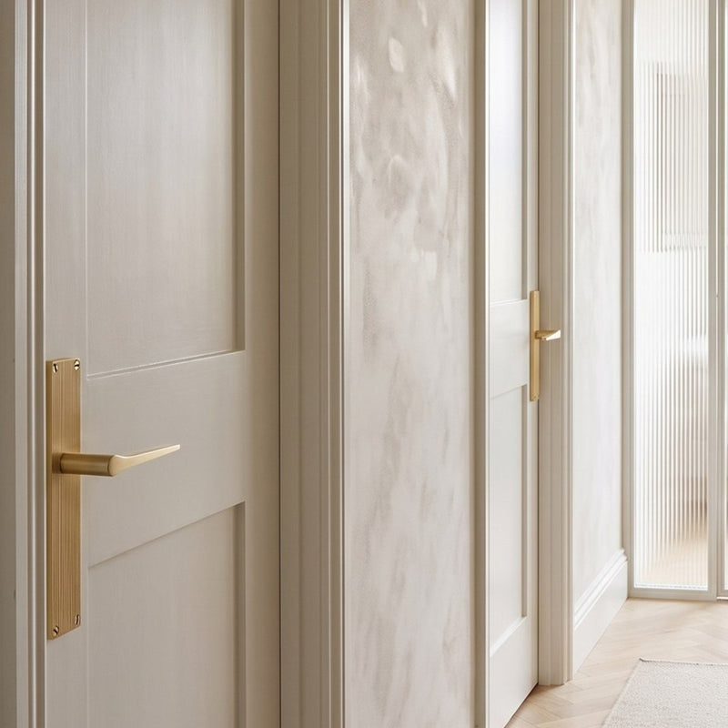 Reeded Satin Brass Door Handles