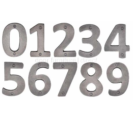 Rustic Pewter Front Door Numbers 0-9 76mm