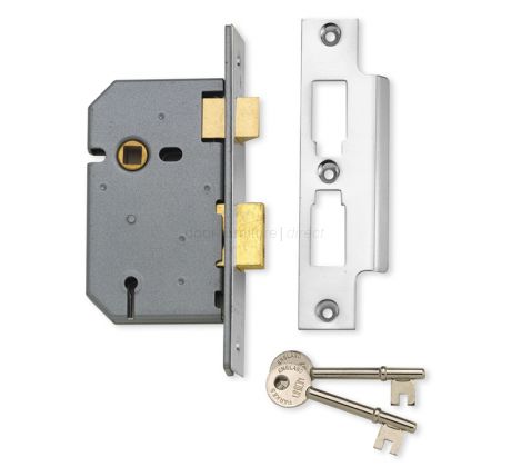 Union 51mm Upright Mortice Lock 3 Lever Satin Chrome
