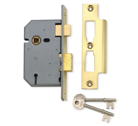 Union 65mm Upright Mortice Lock 3 Lever Polished Brass