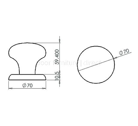 Satin Stainless Steel Centre Door Knob 70mm