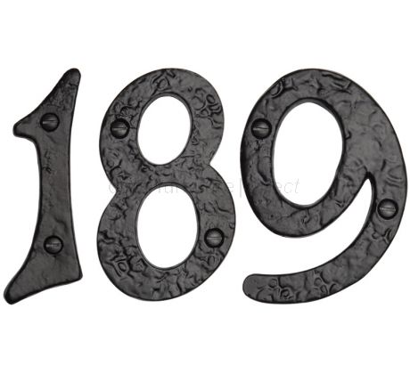Black Antique Iron Tudor Surface Fix Front Door Numbers 0-9 102mm