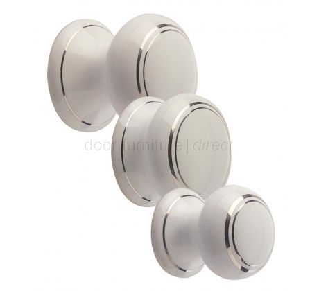 White Silverline Porcelain Cabinet Knob