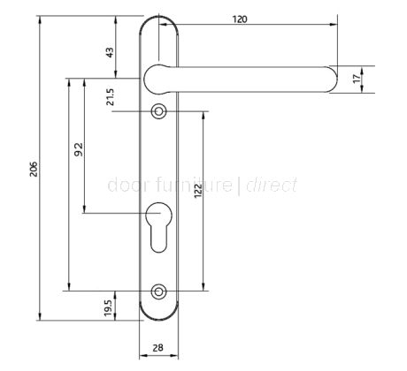 Fab and Fix Windsor Hardex Graphite uPVC Door Handles 92mm Centres