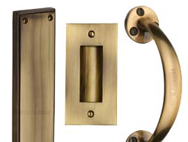 Heritage Antique Brass Pull Handles & Push Plates