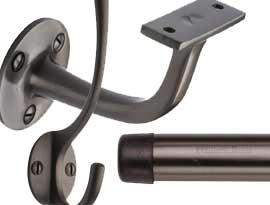 Imitation Matt Bronze Finish Hooks, Brackets & Door Stops