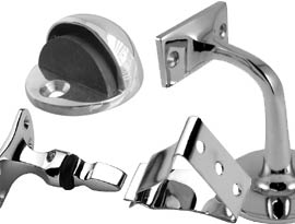 Polished Chrome Door Stops Holders and Brackets