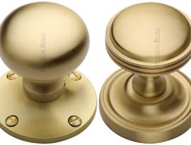 Satin Brass Mortice Door Knobs