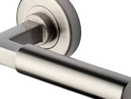 Satin Nickel Finish Lever on Rose Handles