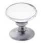 Plain Glass Oval Mortice Knobs 70X43mm Satin Chrome