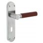 Ascot Brown Leather and Satin Chrome Lock Handles