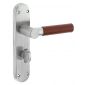 Ascot Brown Leather and Satin Chrome Bathroom Handles