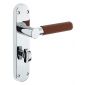 Ascot Brown Leather and Polished Chrome Bathroom Handles