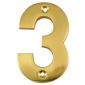 Brass Face Fix Numeral 3 75mm