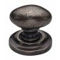 Rustic Pewter Oval Cabinet Knob on Rose 38mm