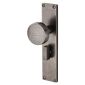 Rustic Pewter Olympic Door Knobs on Bathroom Plate