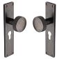 Rustic Pewter Olympic Door Knobs on Euro Plate