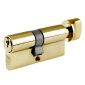Polished Brass 5 Pin Euro Cylinder and Turn 60mm