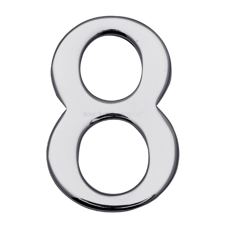 Polished Chrome Self Adhesive Front Door Numbers 09 2in (51mm)