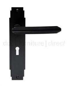 Matt Black Art Deco Lock Door Handles