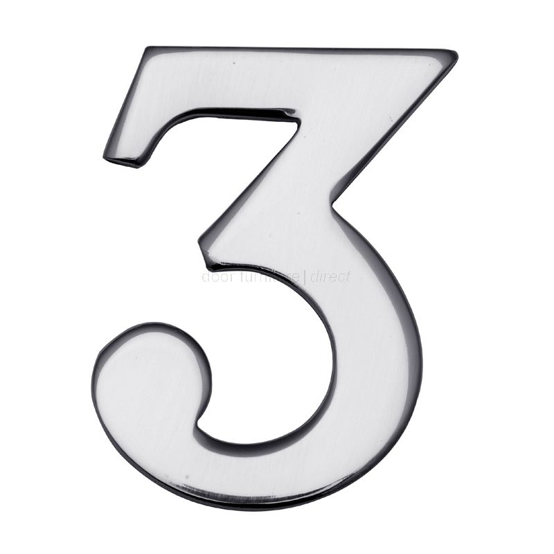 Polished Chrome Self Adhesive Front Door Numbers 09 2in (51mm)