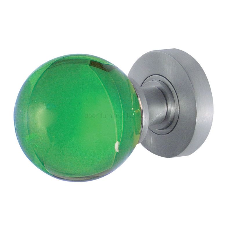 Green Glass Ball Mortice Door Knobs 60mm
