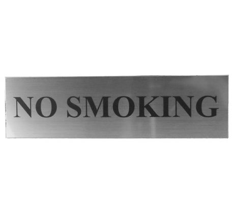Brushed Silver Effect No Smoking Sign 220x60mm