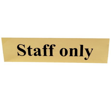 Polished Gold Effect Staff Only Sign 200x50mm