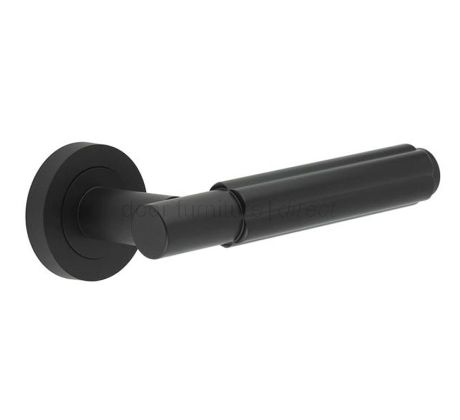 Matt Black Bloom Lever on Rose Door Handles JV848MB