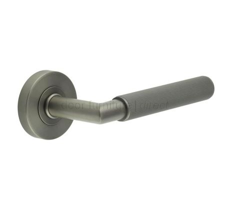 Gun Metal Linear Lever on Rose Door Handles
