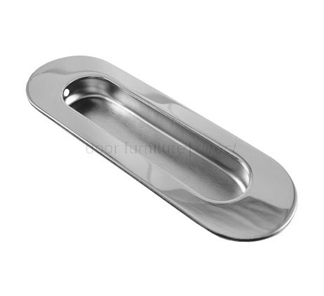 Polished Stainless Steel Oval Flush Pull 120x41mm