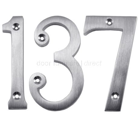 Satin Chrome Screw Fix Door Numbers 0-9 3in (76mm)