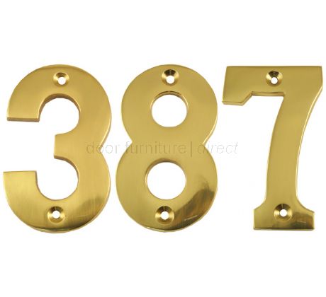 Polished Brass Face Fixed Front Door Numbers 0-9 3in (76mm) C1566