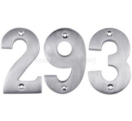 Satin Chrome Surface Fixed Front Door Numbers 0-9 3in (76mm)